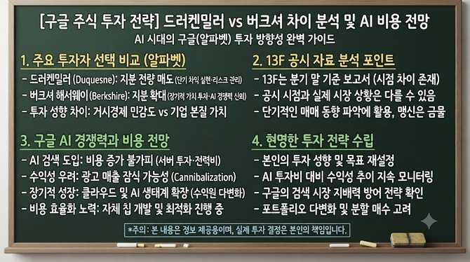 구글 주식 투자 전략, 드러켄밀러와 버크셔 차이 분석과 AI 비용 전망