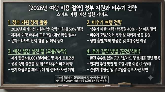 2026년 여행 비용 절약 비법, 정부 지원과 비수기 전략으로 실현하기