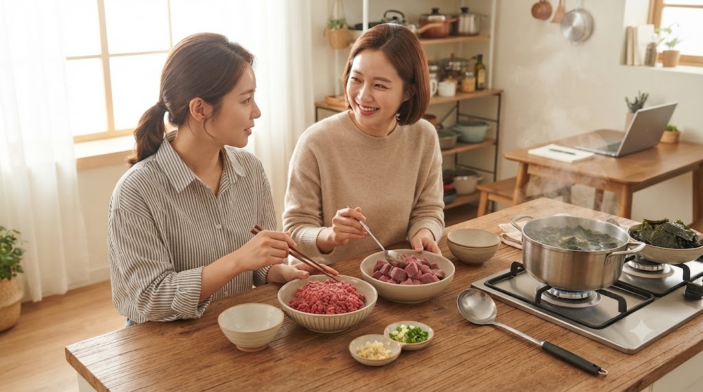 소고기 미역국, 다짐육과 국거리용 부위의 맛 비교하기