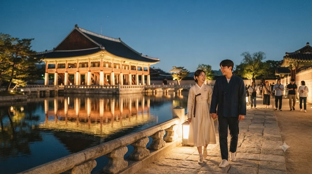 경복궁 야경에서의 특별한 로맨스, 느껴보세요!