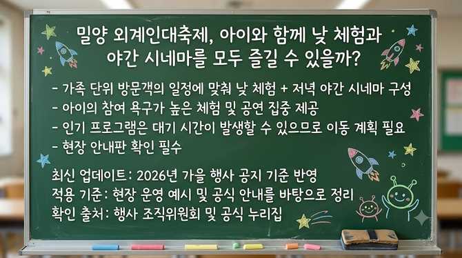 밀양 외계인대축제, 아이와 함께 낮 체험과 야간 시네마를 모두 즐길 수 있을까?