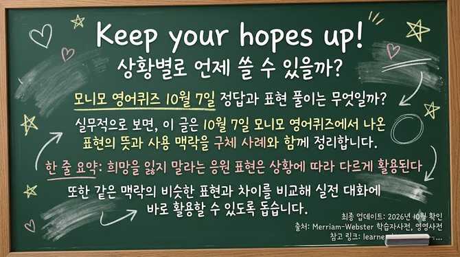 Keep your hopes up: 상황별로 언제 쓸 수 있을까?